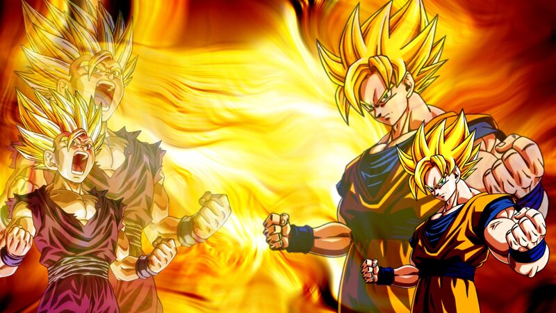 Goku in Super Saiyan Form — Yellow, Dramatic, Anime, Fire
