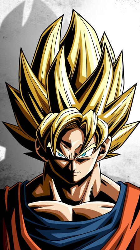 Goku in Super Saiyan Form — Yellow, Dramatic, Anime, Spiky Hair, Orange and Blue Outfit