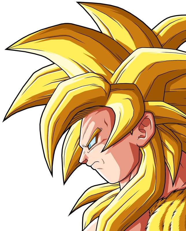 Goku in Super Saiyan Form — Yellow, Intense, Anime, Spiky Hair, Blue Eyes, White