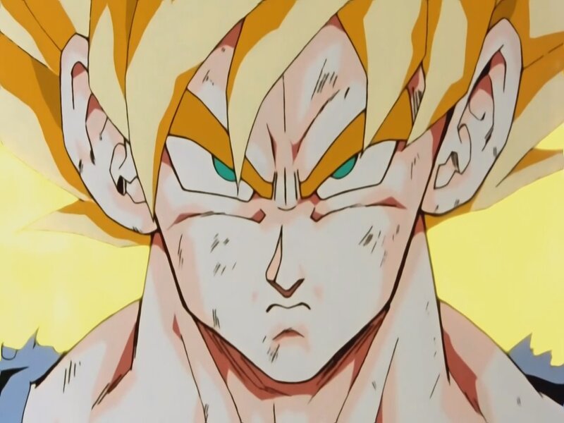 Goku in Super Saiyan Form — Yellow, Intense, Anime