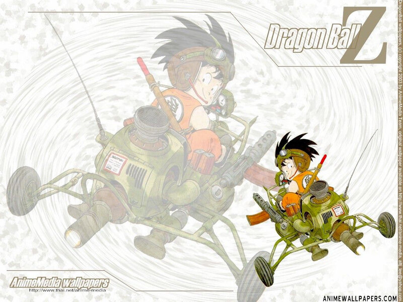 Goku on a flying vehicle