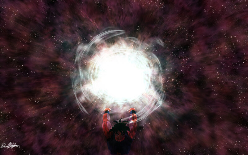 Goku powering up in space