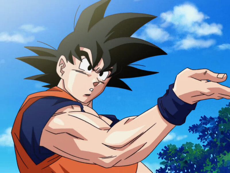Goku preparing a Kamehameha