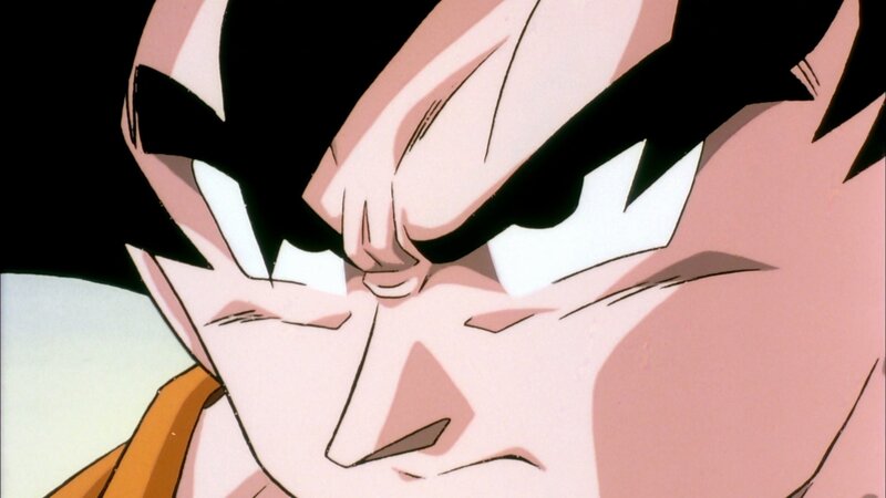 Goku's intense expression