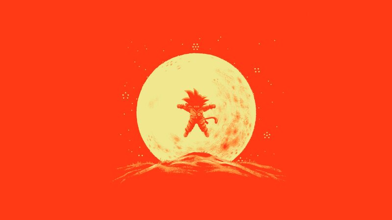 Goku Silhouette on Moon