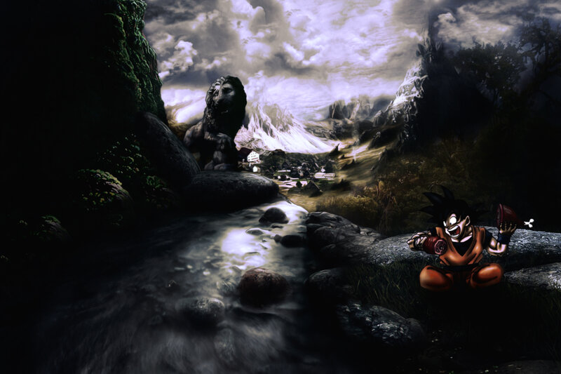 Goku Sitting by Stream