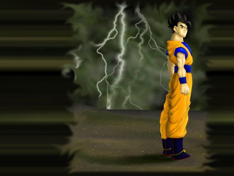 Goku stands in storm