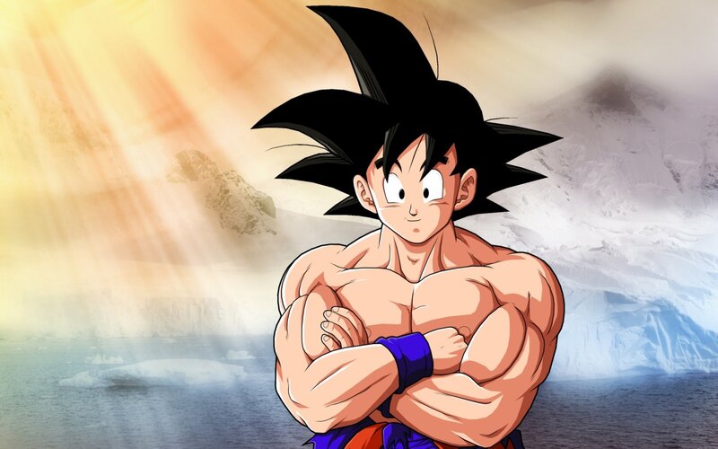 Goku stands proudly in the cold