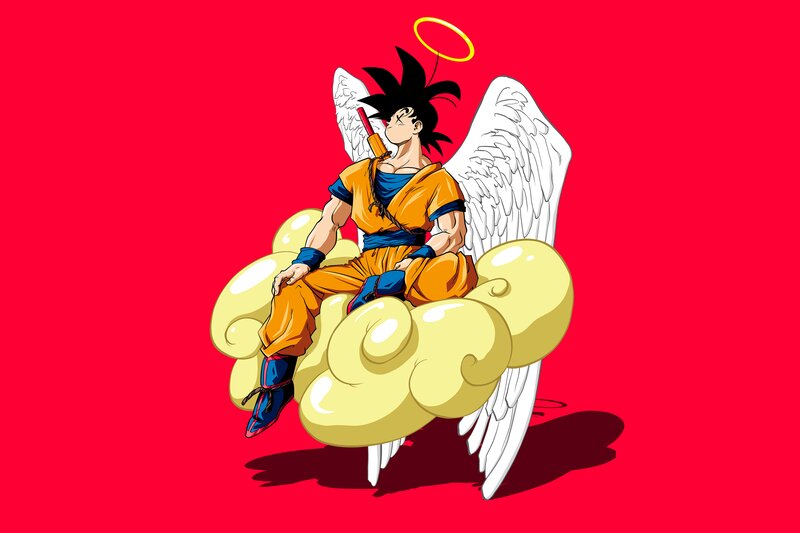 Goku with Angel Wings — Red