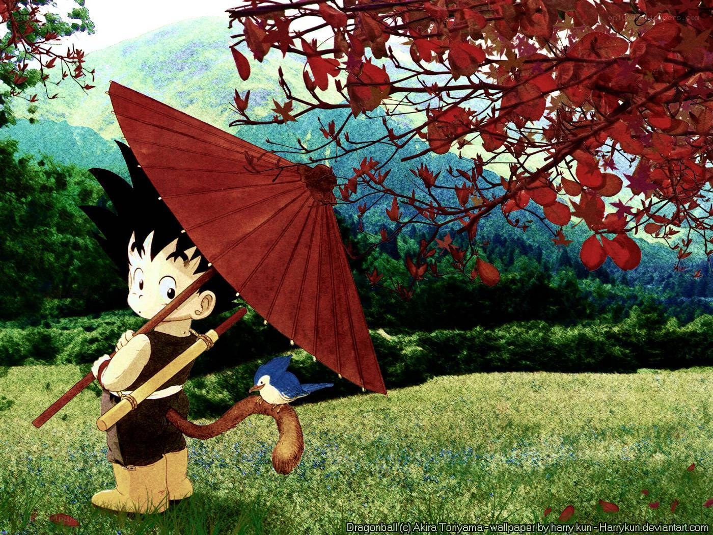 Goku with red umbrella