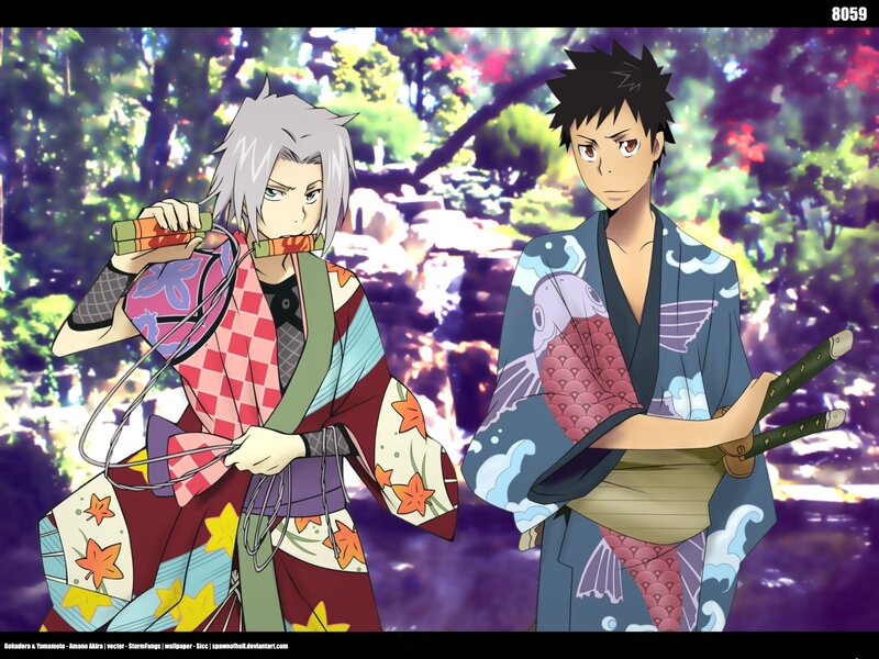 Gokudera and Yamamoto in kimonos