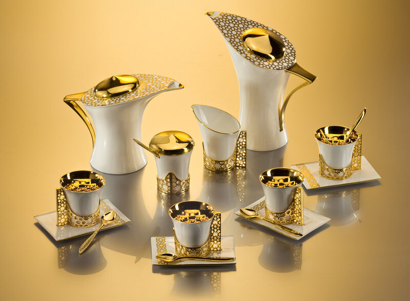 Gold-accented Porcelain Tea Set