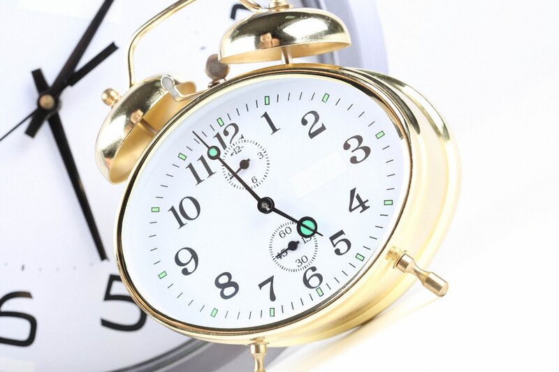 gold alarm clock close-up