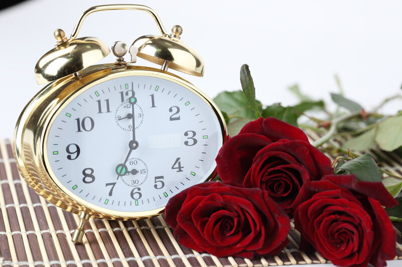 Gold Alarm Clock with Roses
