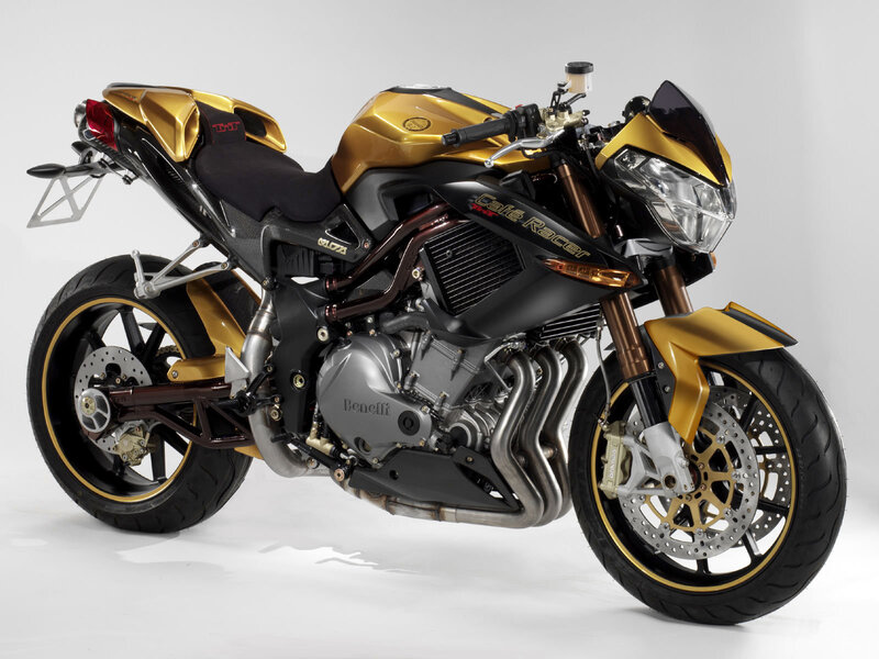 Gold and black cafe racer motorcycle
