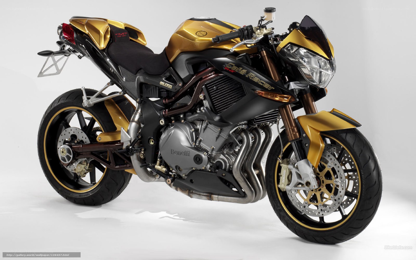 Gold and black cafe racer motorcycle