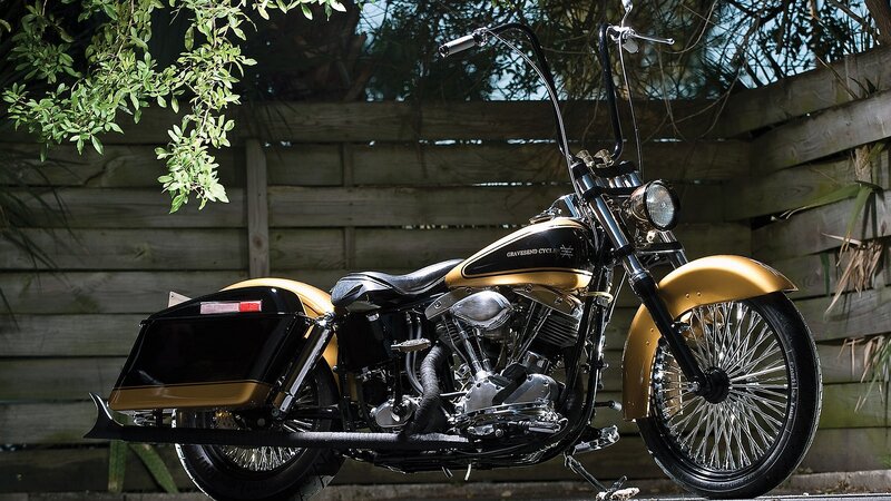 Gold and Black Motorcycle — Dramatic, Afternoon, Photograph