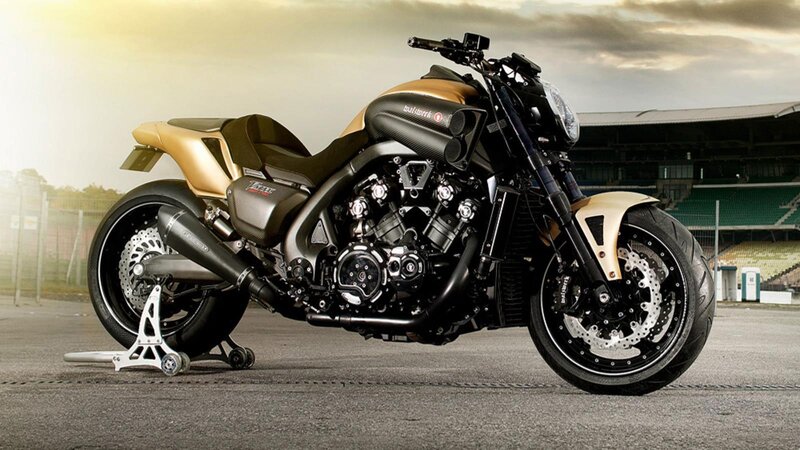 Gold and Black Motorcycle — Dramatic, Sunset