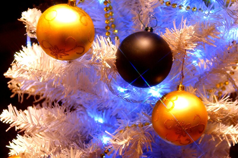 Gold and Black Ornaments — White
