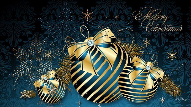 Gold and Blue Ornaments — Festive