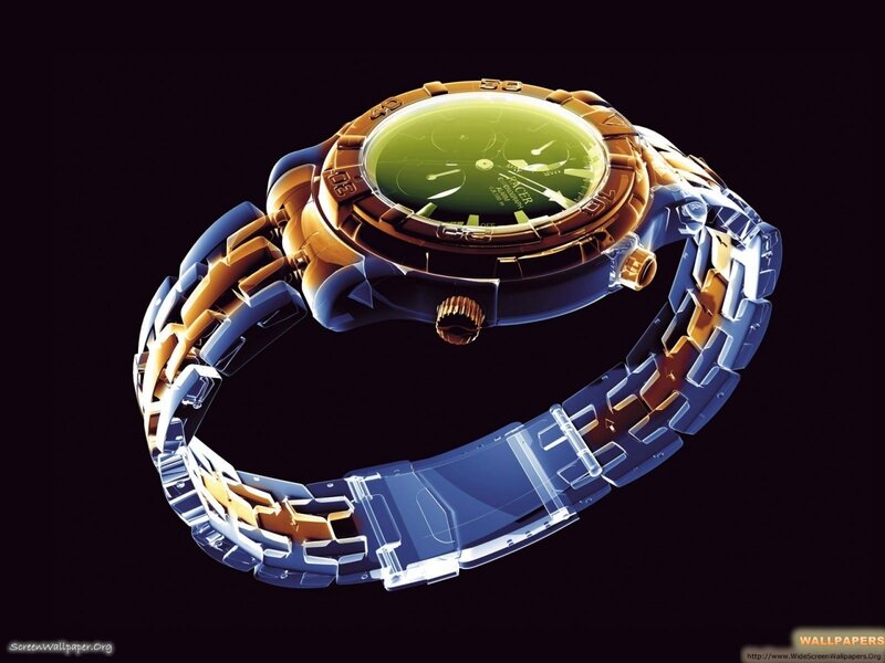 Gold and Blue Watch — Black