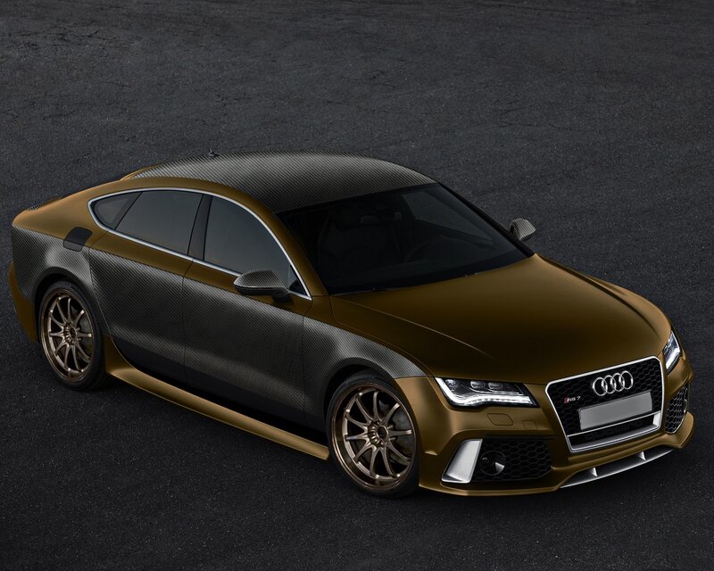 gold and carbon fiber Audi RS7