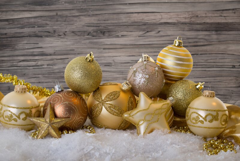 Gold and Cream Ornaments — Festive