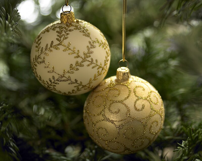 Gold and Cream Ornaments — Green