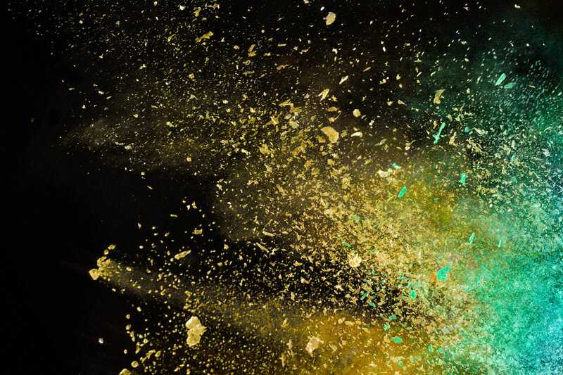 Gold and Green Powder Explosion