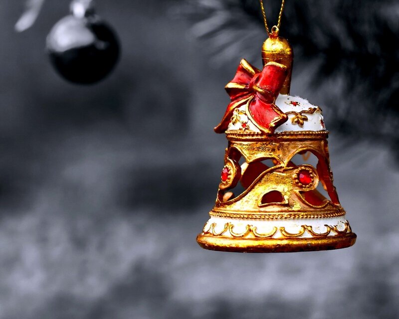 Gold and Red Bell Ornament