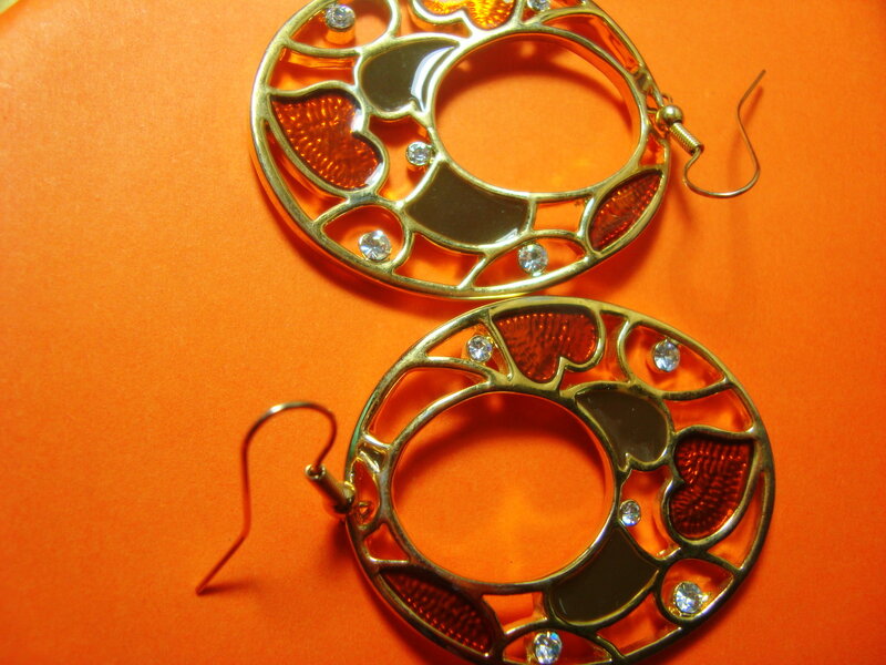 Gold and Red Earrings