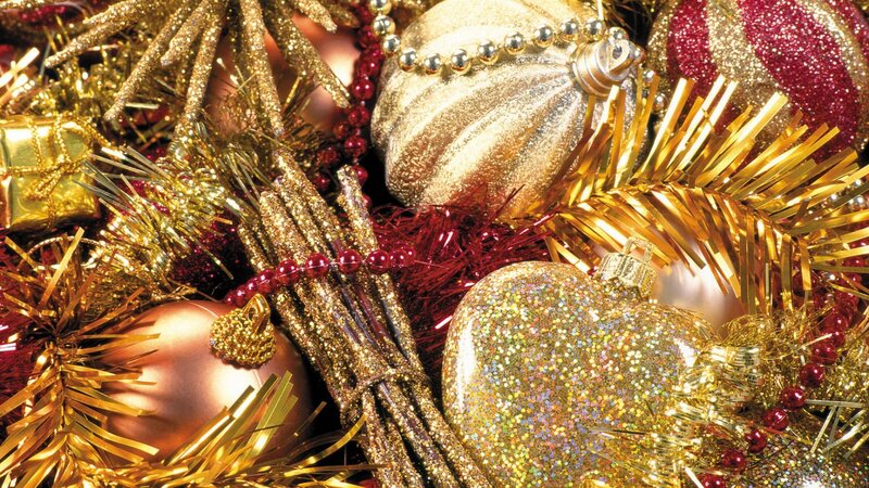 Gold and Red Ornaments — Festive, Photograph