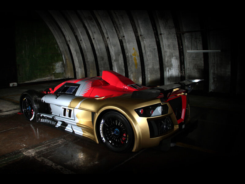 Gold and Red Race Car — Dramatic, Night