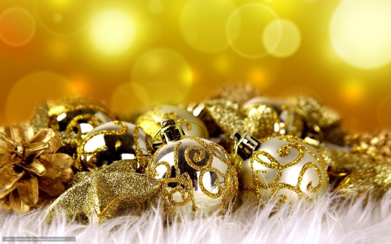 Gold and Silver Ornaments — Festive, Winter, Photograph, Pinecones, Fluffy Surface