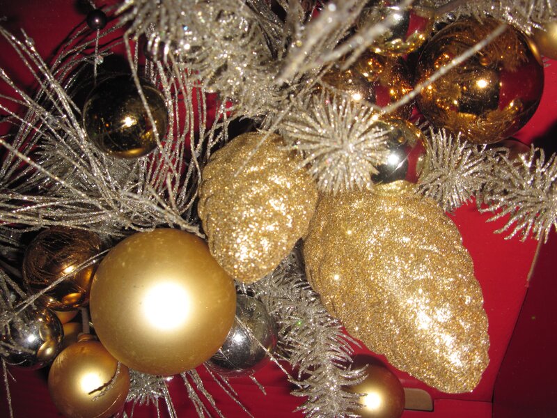 Gold and Silver Ornaments — Festive, Winter, Photograph, Pinecones