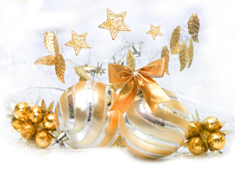 Gold and Silver Ornaments — Festive, Winter, Photograph, Stars