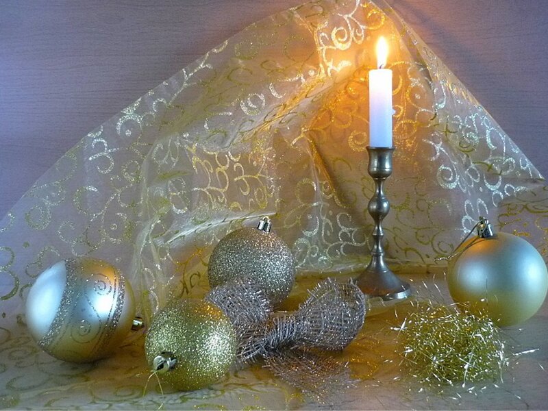 Gold and Silver Ornaments — Festive, Winter, Photograph