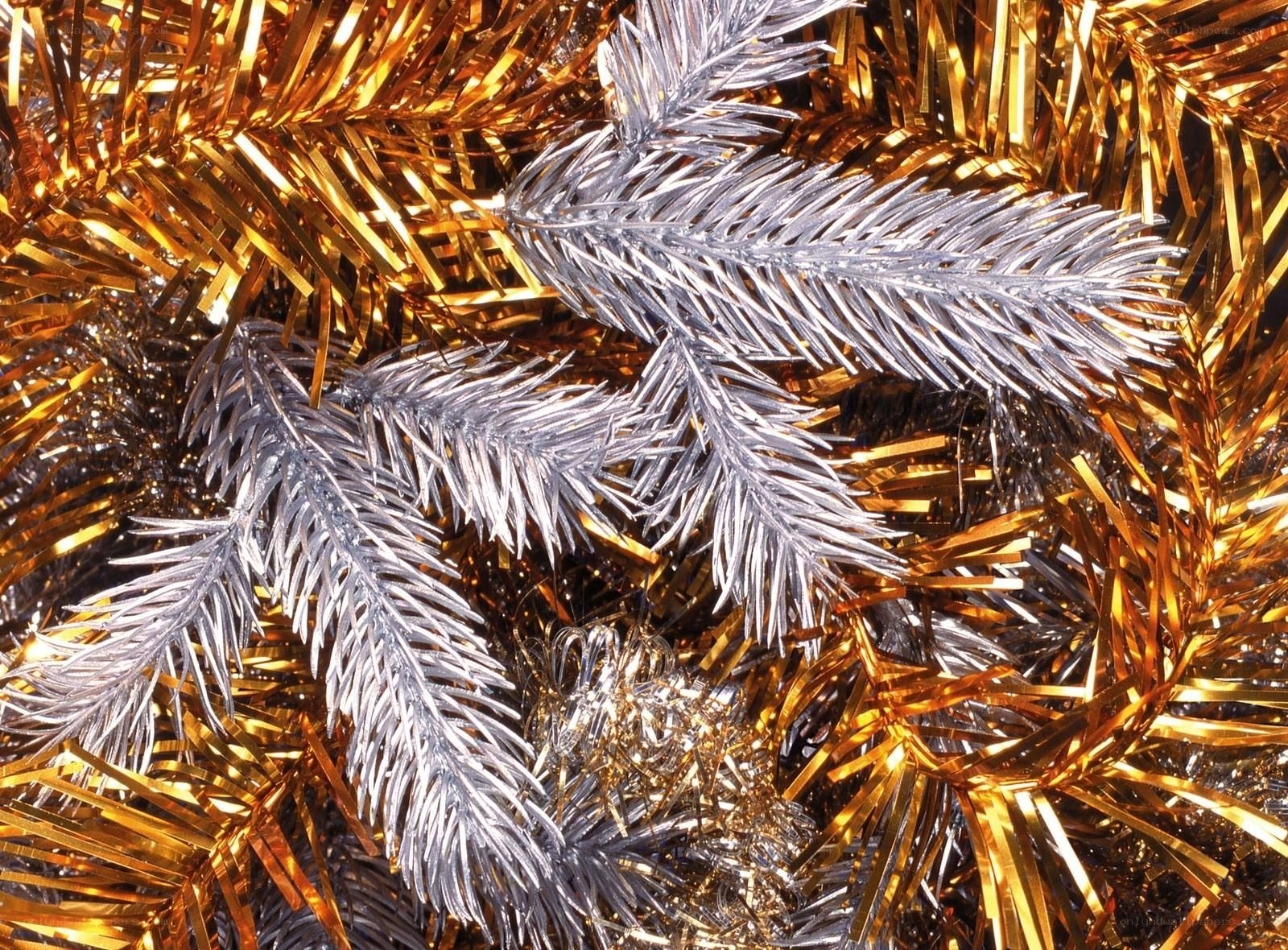 gold and silver tinsel decorations