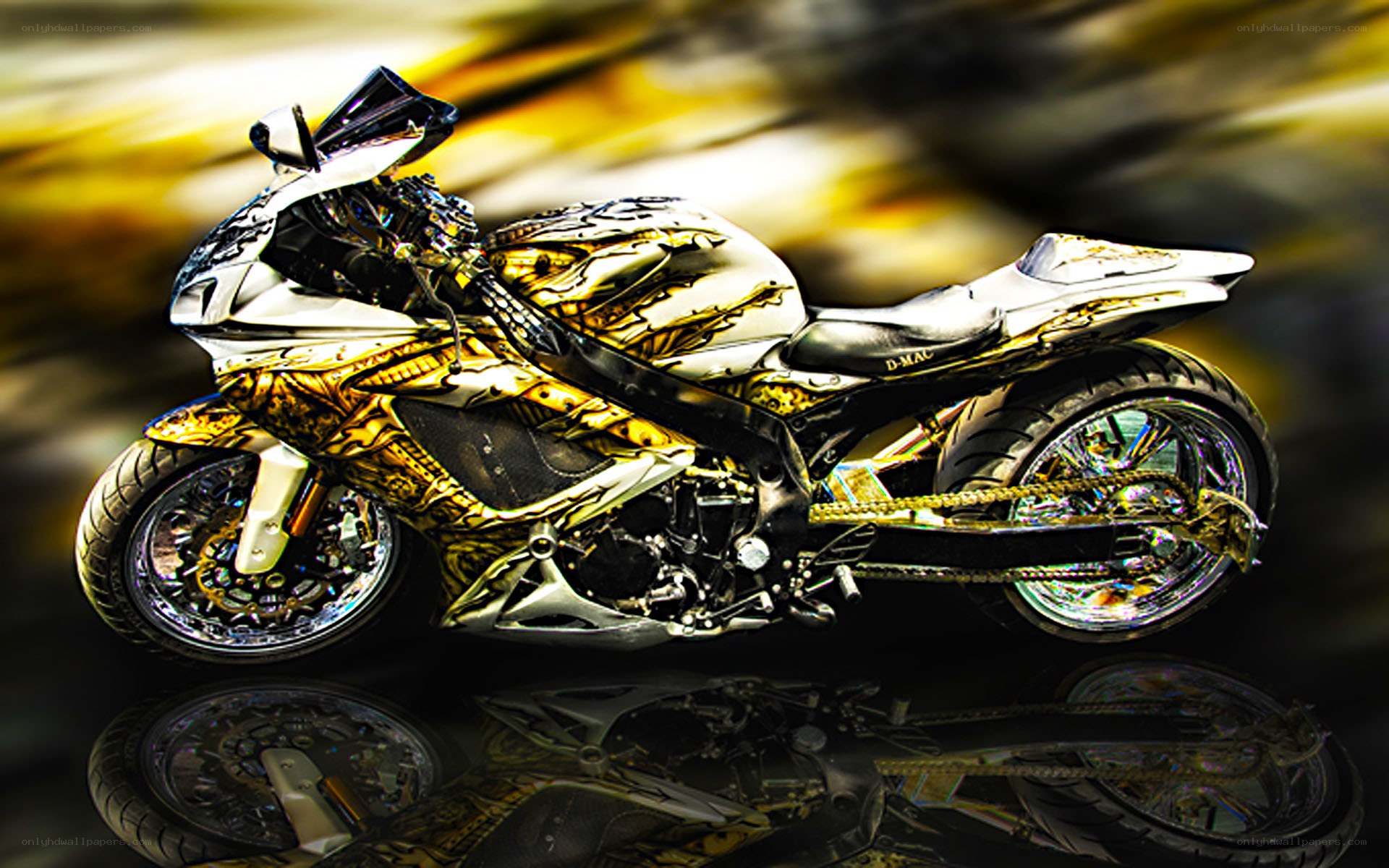 gold and white custom motorcycle