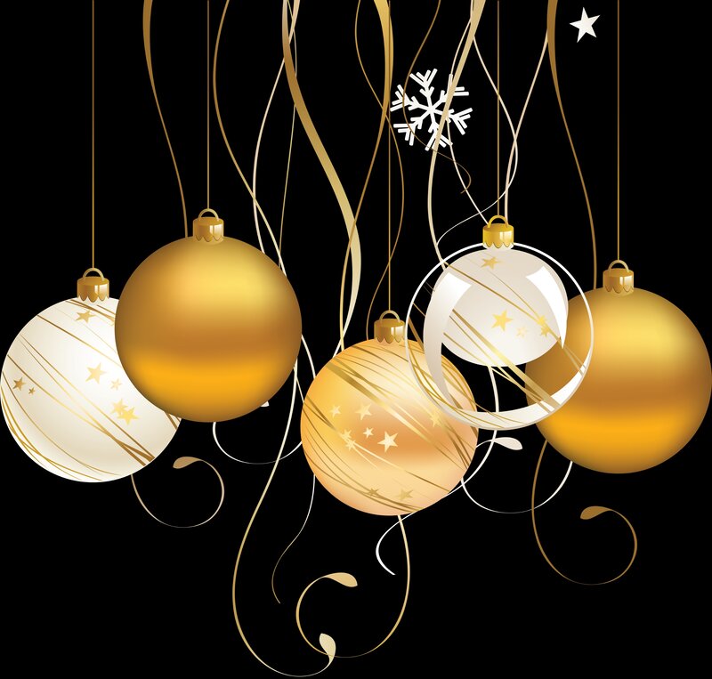 Gold and White Ornaments — Black