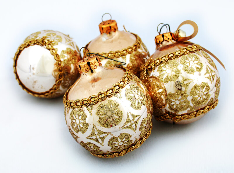 Gold and White Ornaments — Festive, Photograph