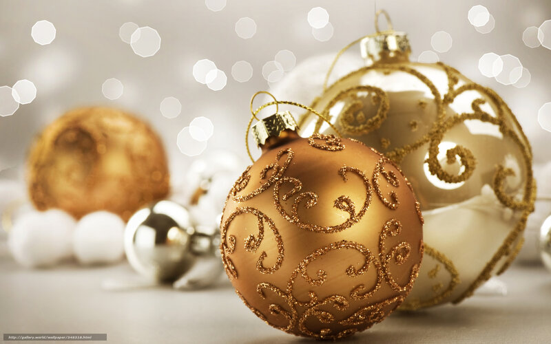 Gold and White Ornaments — Festive, Winter, Photograph, Bokeh