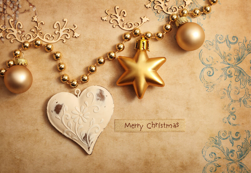 Gold and White Ornaments — Festive, Winter, Photograph, Heart Ornament