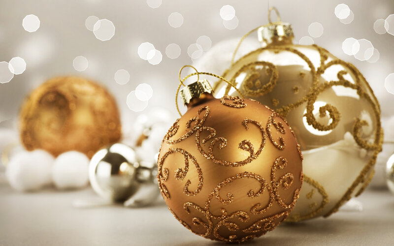 Gold and White Ornaments — Festive, Winter, Photograph