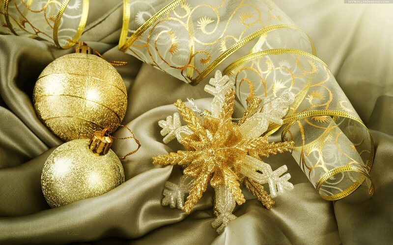 Gold and White Ornaments — Festive, Winter