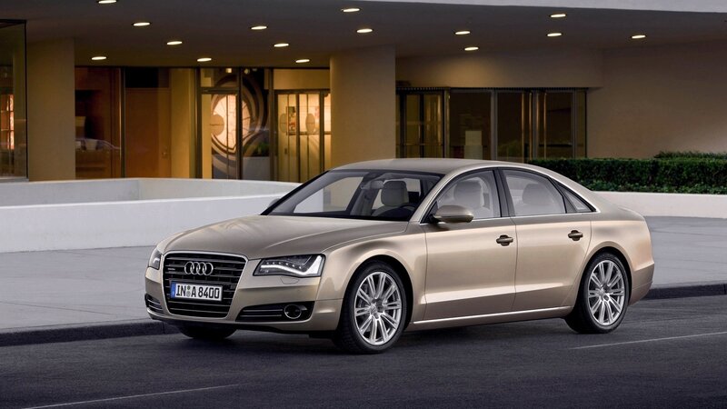 Gold Audi A8 sedan