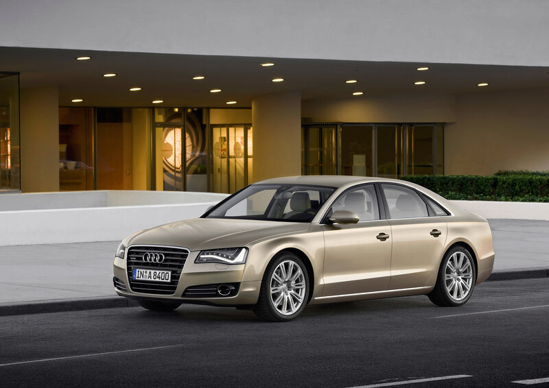Gold Audi A8 Sedan — Calm, Night