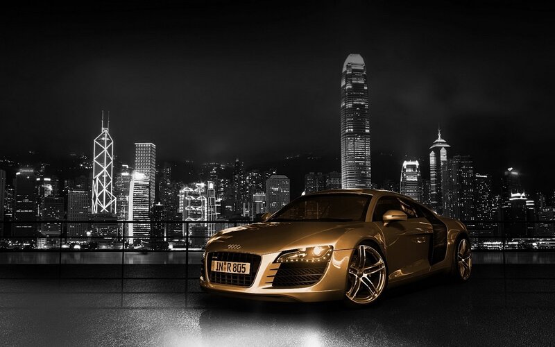 Gold Audi R8 in Hong Kong