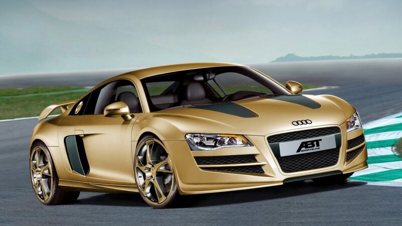 Gold Audi R8 on racetrack