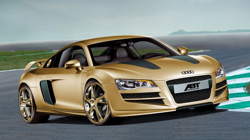gold audi r8 sports car